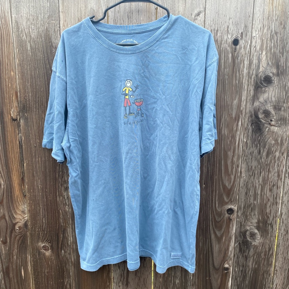 Life Is Good Blue Graphic Shirt Men’s Size XL